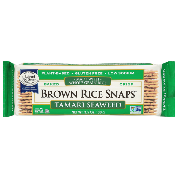 Edward & Sons Gluten Free Tamari Seaweed Brown Rice Snaps Crackers
