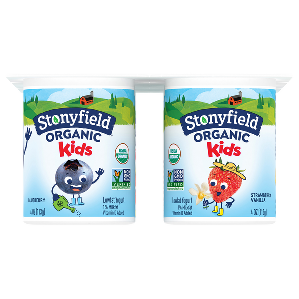 Stonyfield Organic Kids Low Fat Strawberry Vanilla Yogurt Cup - 6 ct