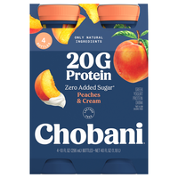 Chobani Lowfat Peaches & Cream 20g Protein Greek Yogurt Drink - 4 pk