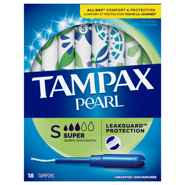Tampax Pearl Unscented Super Tampons