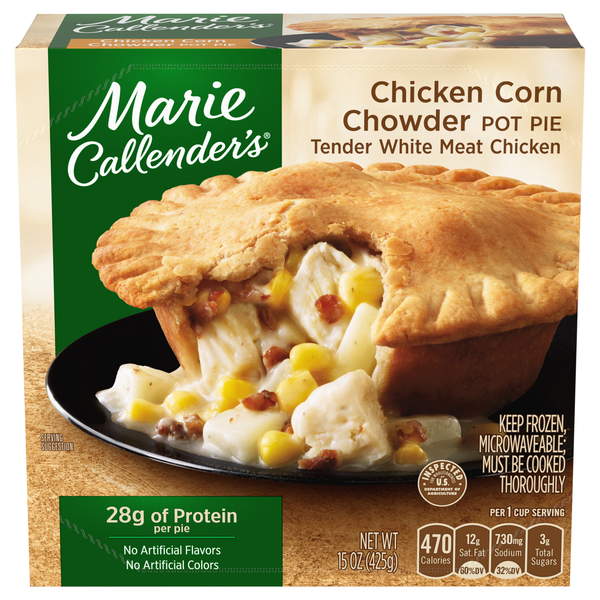 Marie Callender's Chicken Corn Chowder Pot Pie 28g Protein Frozen Meal