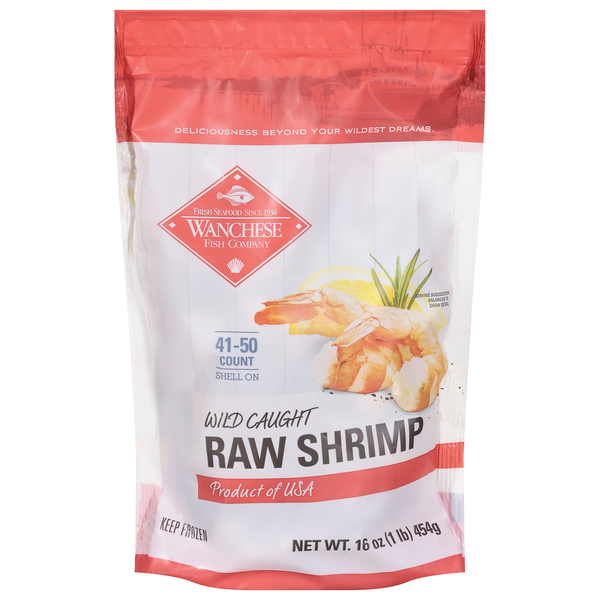 Wanchese Fish Company Wild Caught Shell-On Raw Shrimp apx 41-50 ct Frozen