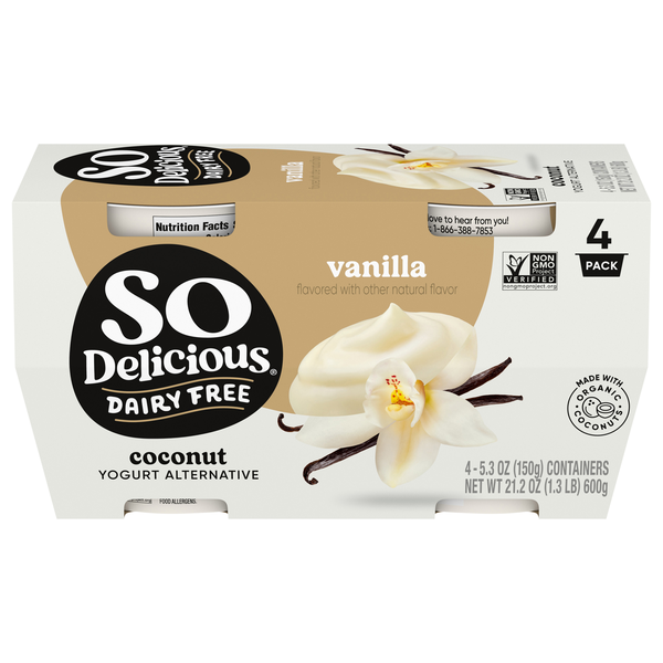 So Delicious Dairy Free Vegan Vanilla Coconutmilk Yogurt Cups - 4 ct