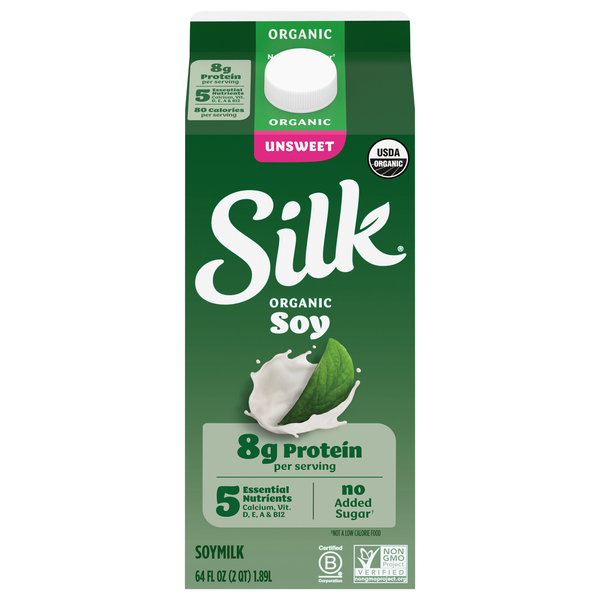 Silk Organic Unsweetened Soymilk Refrigerated