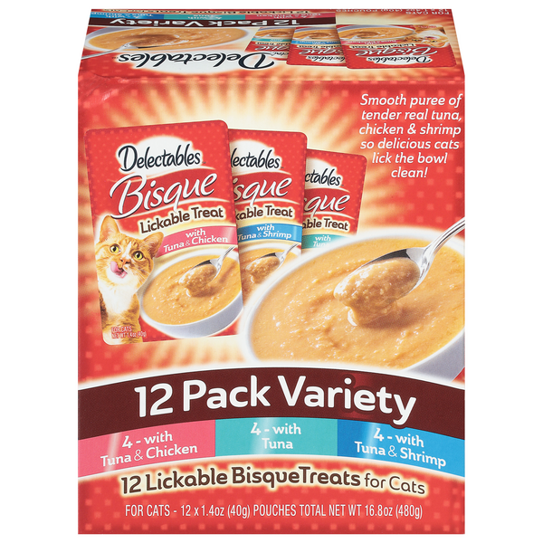 Delectables Bisque Variety Pack Lickable Cat Treat - 12 ct