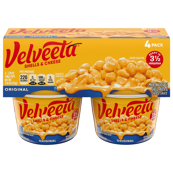Velveeta Shells & Cheese Dinner Original Microwaveable Cup - 4 ct