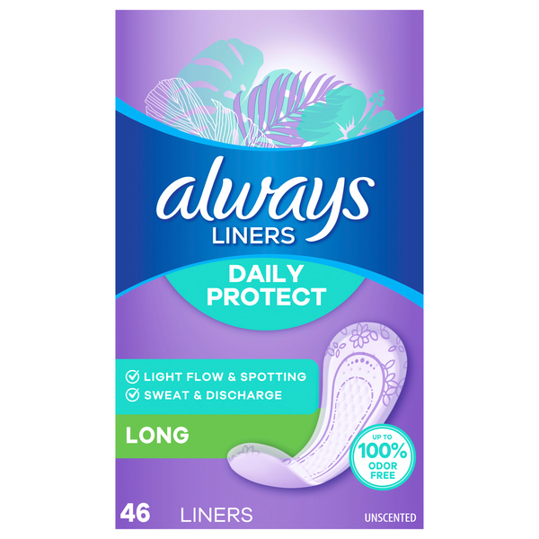 Always Daily Protect Long Length Unscented Liners