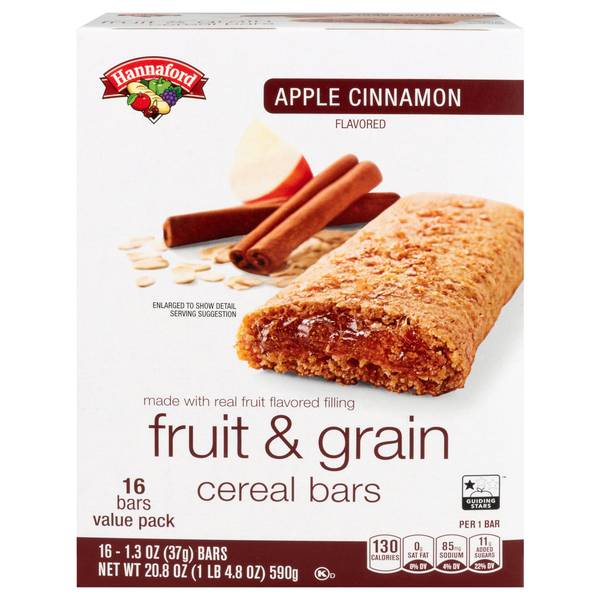 Hannaford Apple Cinnamon Fruit & Grain Cereal Bars - 16 ct
