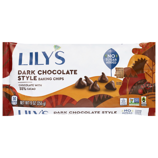 Lily's No Sugar Added Dark Chocolate Style Baking Morsel Chips