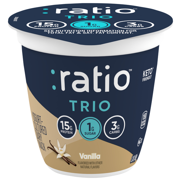 ratio TRIO KETO Friendly Vanilla Protein Dairy Yogurt Snack Cup