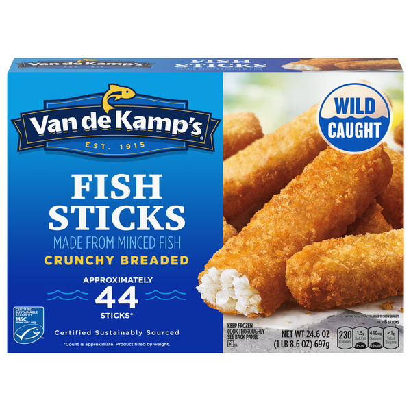 Van de Kamp's Wild Caught Crunchy Breaded Fish Sticks - apx 44 ct Frozen
