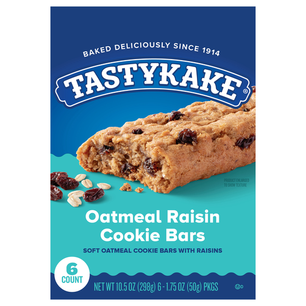 Tastykake Oatmeal Raisin Soft Cookie Bars - 6 ct