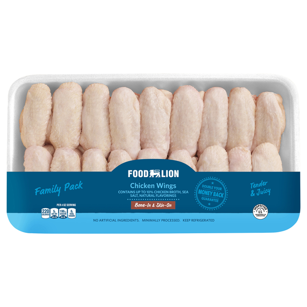 Food Lion Bone-In Skin-On Chicken Wings Family Pack Fresh