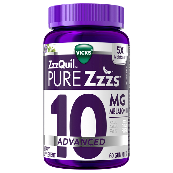 Vicks ZzzQuil Pure Zzzs Advanced Melatonin 10 mg Sleep Aid Berry Gummies