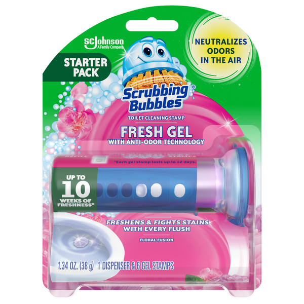 Scrubbing Bubbles Fresh Gel Floral Toilet Cleaning Stamp Starter Pack