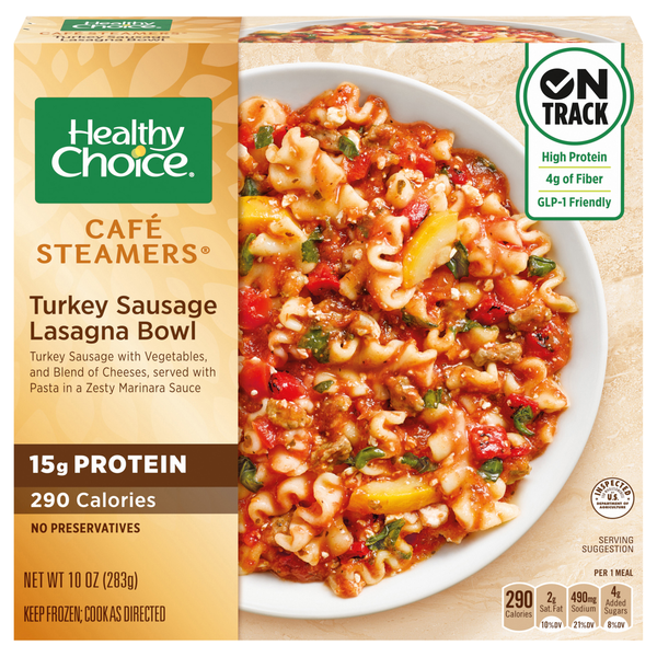 Healthy Choice Cafe Steamers Turkey Sausage Lasagna Bowl Frozen Meal