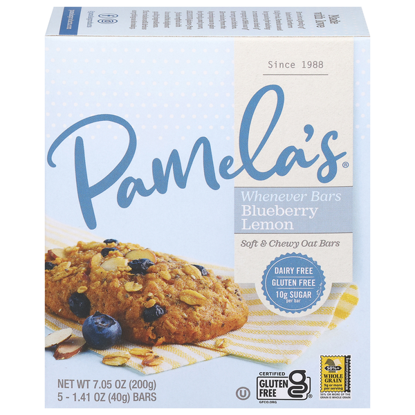 Pamela's Whenever Bars Soft & Chewy Blueberry Lemon Oat Bars - 5 ct
