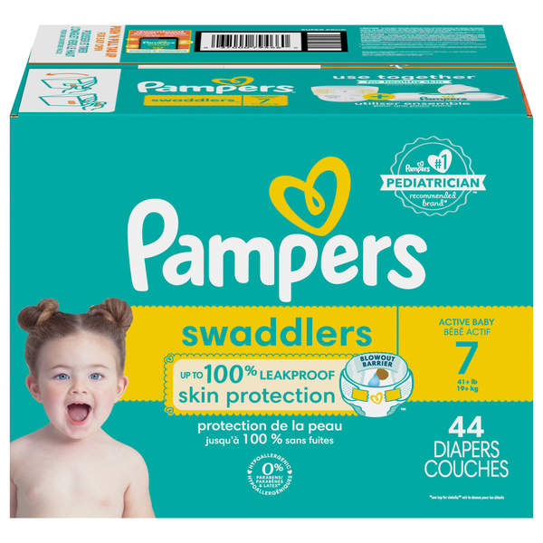 Pampers Swaddlers Size 7 Baby Diapers 41+ lb