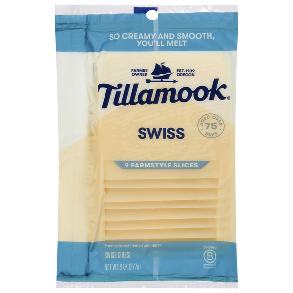 Save on Tillamook Swiss Cheese Farmstyle Thick Cut 8 ct Order Online