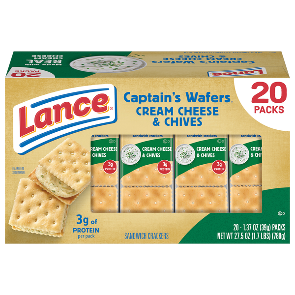Lance Captain's Wafers Cream Cheese & Chives Sandwich Crackers - 20 ct