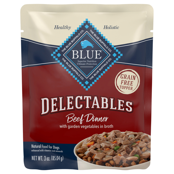 BLUE Delectables Natural Grain Free Beef Dinner Dog Food Topper