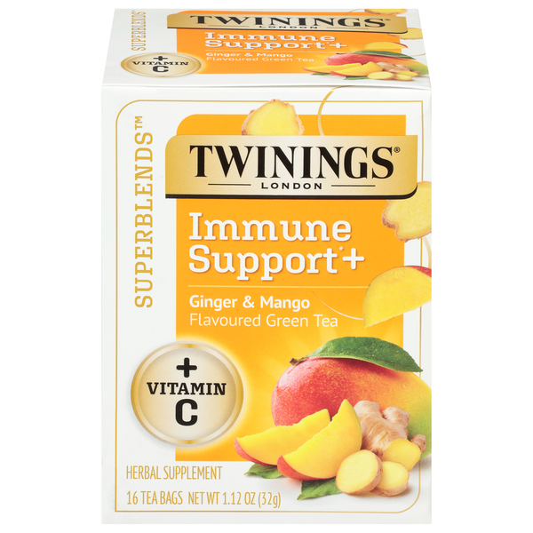 Twinings Superblends Immune Support+ Ginger & Mango Green Tea Bags