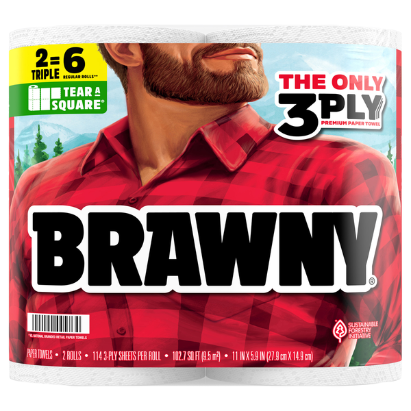 Brawny Tear-A-Square Triple Rolls 3-Ply Paper Towels - 2 ct