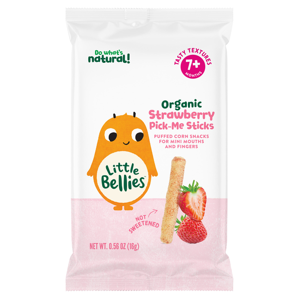 Baby Bellies Organic Strawberry Pick-Me Sticks Puffed Corn Snack 7+ Months