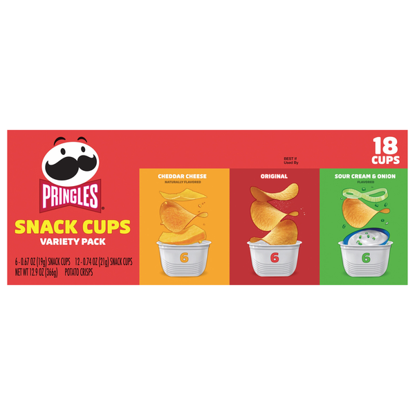 Pringles Snack Cups Potato Crisps Chips Variety Pack - 18 ct
