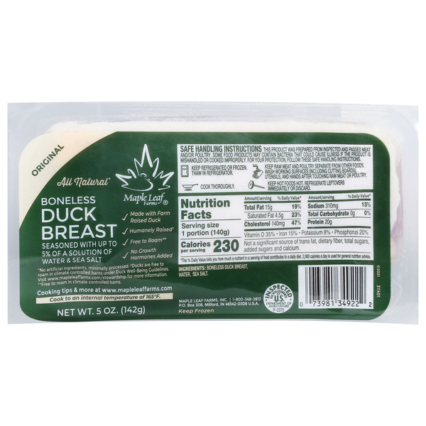 Maple Leaf Farms Boneless Original Duck Breast