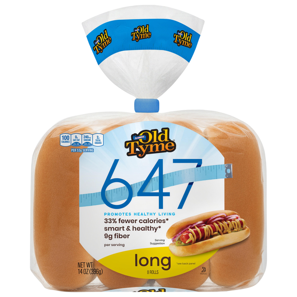 Schmidt Old Tyme 647 Low Calorie Long Hot Dog Rolls - 8 ct
