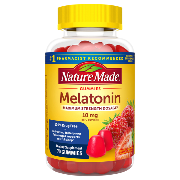 Nature Made Melatonin 10 mg Dietary Supplement Gummies Dreamy Strawberry