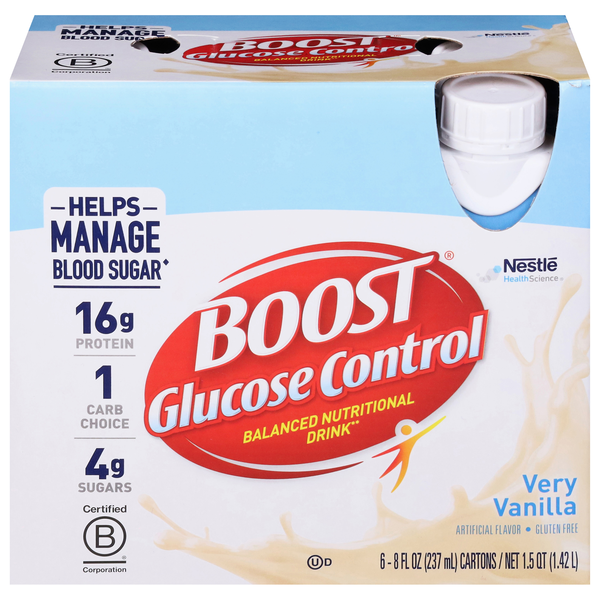 BOOST Glucose Control Very Vanilla 16g Protein Nutritional Drink - 6 pk