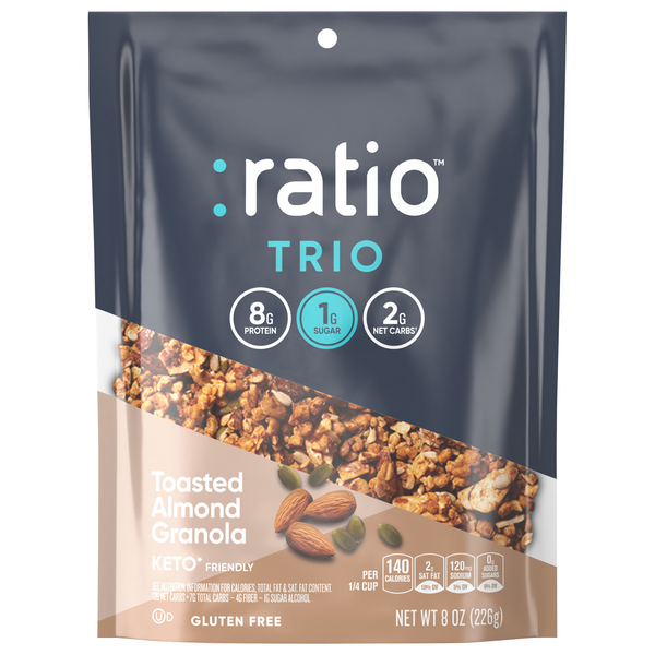 ratio TRIO Keto Friendly Gluten Free Toasted Almond Protein Granola