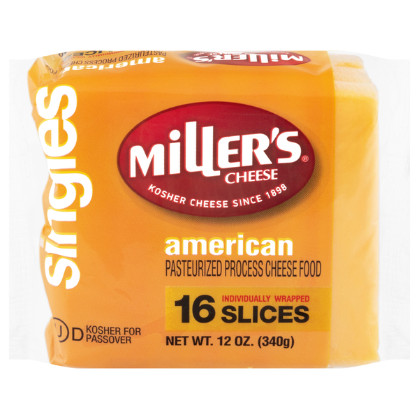 Miller's Kosher Yellow American Cheese Slices - 16 ct