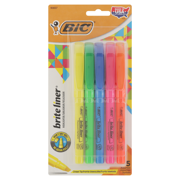 BIC Brite Liner Highlighters Assorted Colors