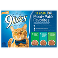9Lives Meaty Pate Favorites Variety Pack Wet Cat Food - 12 ct