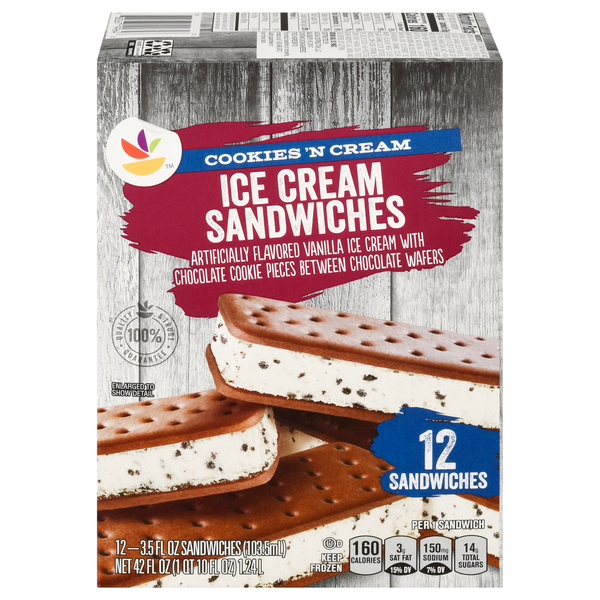 Save on GIANT Ice Cream Sandwiches Cookies 'N Cream 12 ct Order