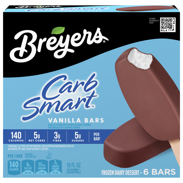 Breyers Carb Smart Vanilla Frozen Dairy Dessert Bars - 6 ct