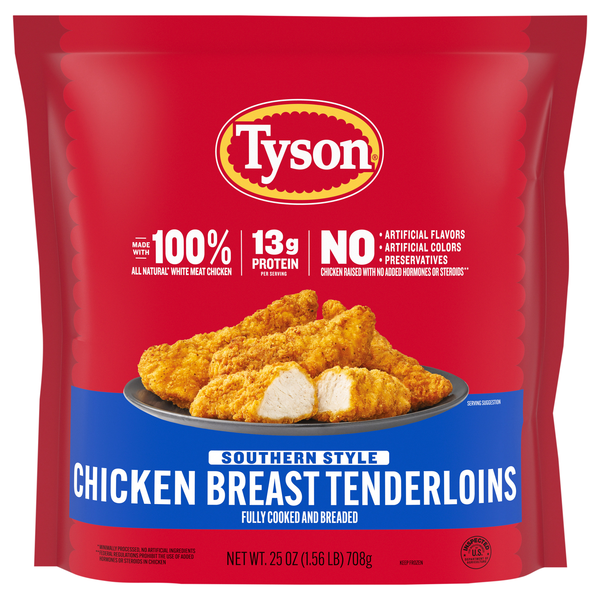 Tyson Natural Southern Style Breaded Chicken Breast Tenderloins Frozen