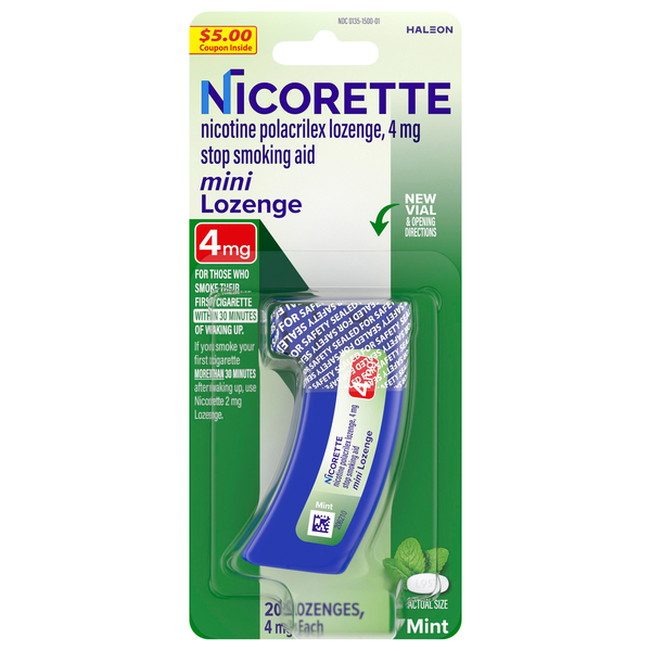 Nicorette Stop Smoking Aid Nicotine Mini Lozenge 4 mg Mint