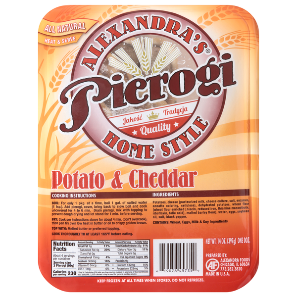 Alexandra's Home Style All Natural Potato & Cheddar Pierogi Frozen
