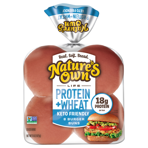 Nature's Own Life Keto Friendly Wheat +Protein Burger Buns - 8 ct