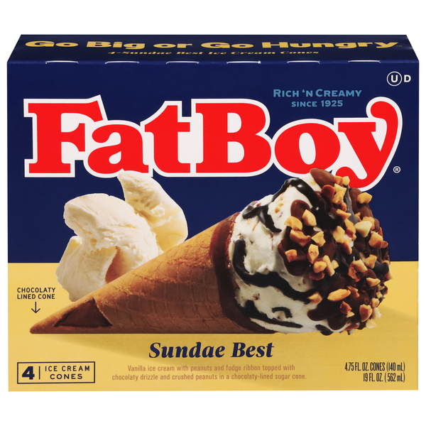 FatBoy Sundae Best Ice Cream Cones - 4 ct