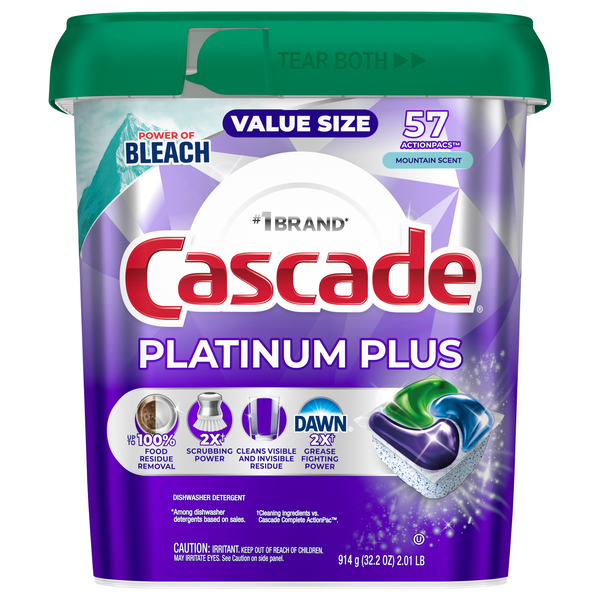Cascade Platinum Plus Dawn Mountain Scent Dishwasher ActionPacs - 57 ct