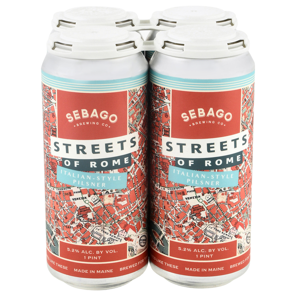 Sebago Brewing Co. Streets of Rome Italian-Style Pilsner Beer - 4 pk