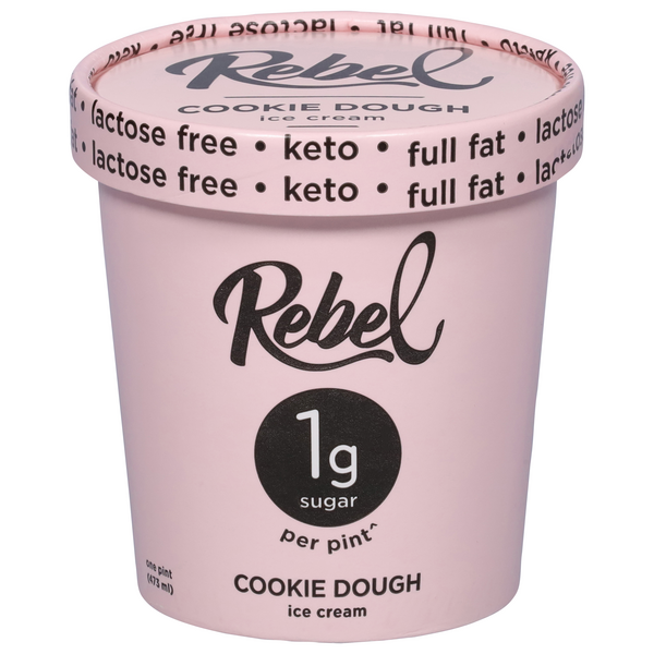 Rebel Lactose Free Low Sugar Keto Cookie Dough Ice Cream