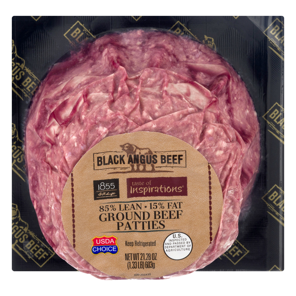 Save on Taste of Inspirations Black Angus Beef Ground Beef Patties 85