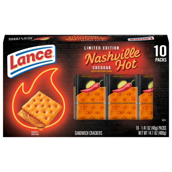 Lance Nashville Hot Cheddar Sandwich Crackers - 10 ct
