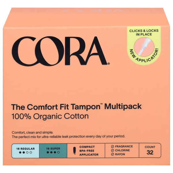 Cora Organic Cotton Multipack Regular & Super Compact Tampons